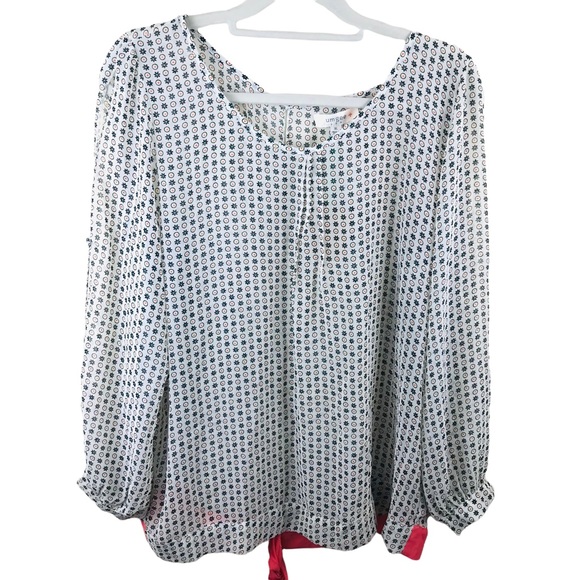 NWT Umgee Blouse Tunic XL Boho Open Slit Long Sleeve & Back Print Semi S… - Picture 1 of 13